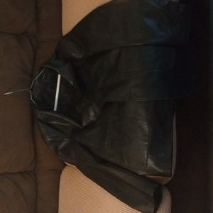 Men's black leather blazer XXL new never worn